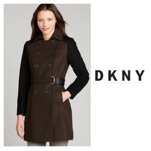 DKNY Military  Wool Blend Trench Coat